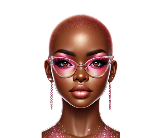 Bald afro American awareness beauty pink Png